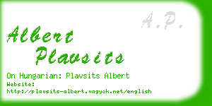 albert plavsits business card